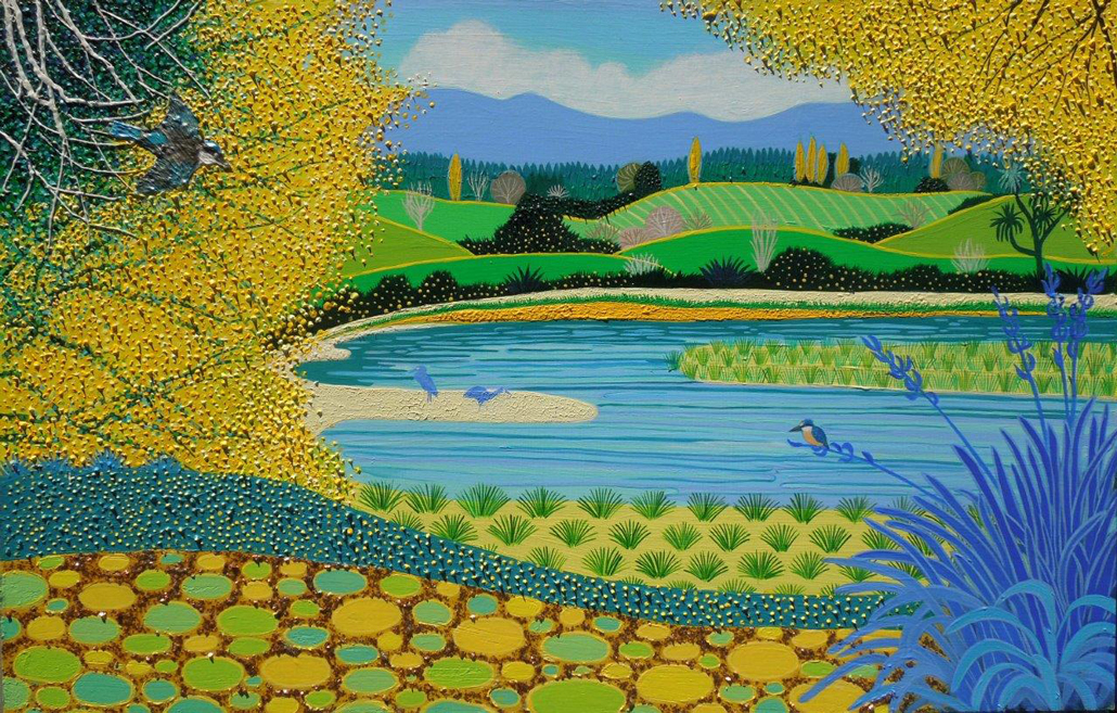 halcyon golden and blue art