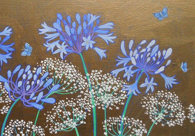 agapanthus and gold II art