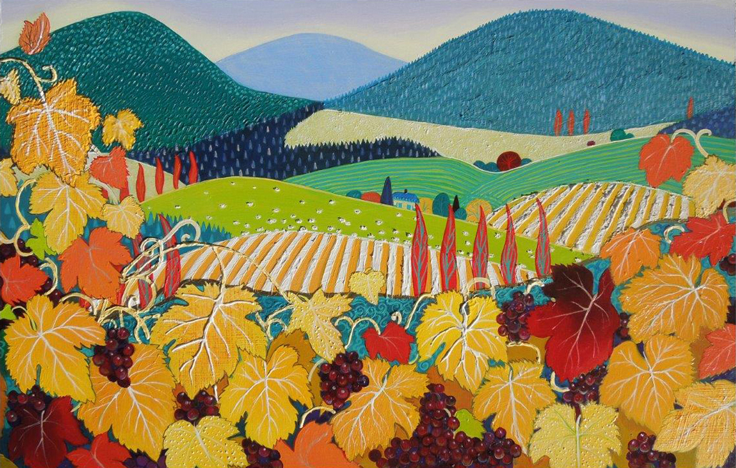 vines-burgundy-and-gold-art